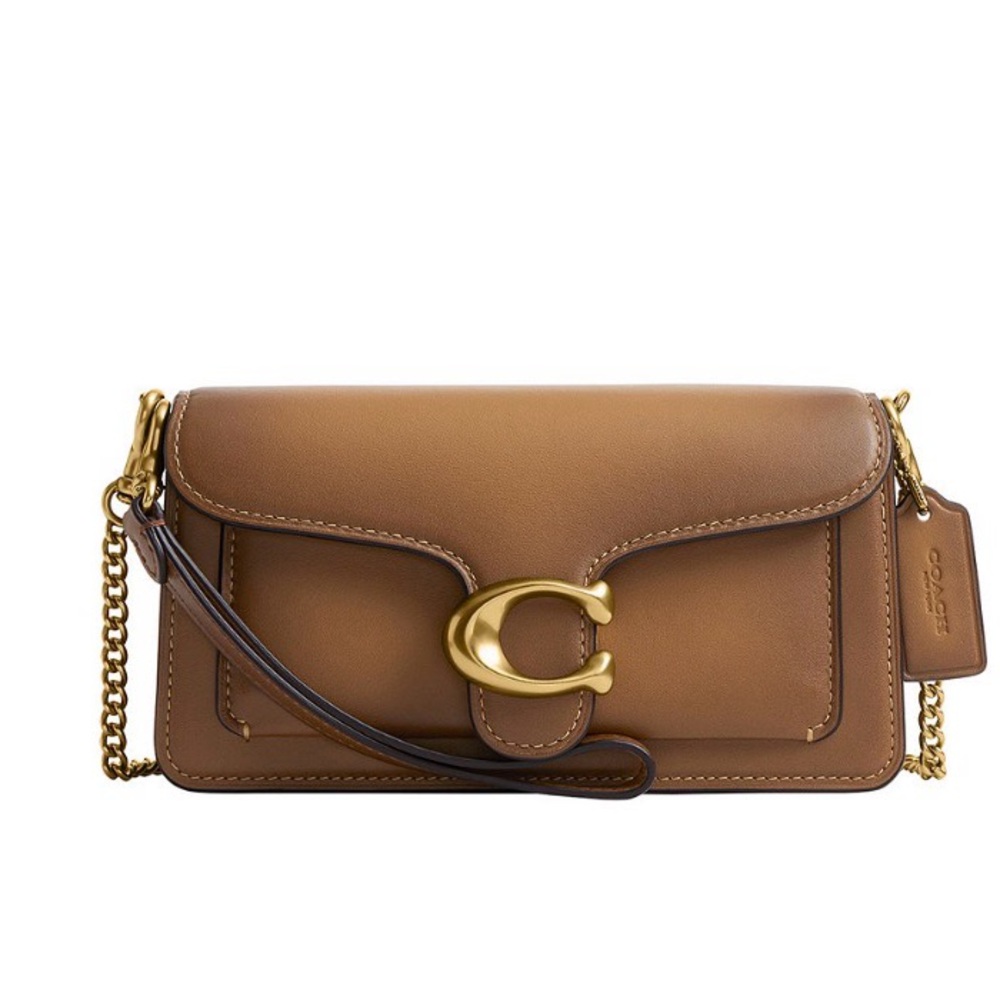 Coach Tan Leather Clutch with Gold Accents